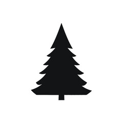 Obraz premium Simple black silhouette of a pine tree on white background