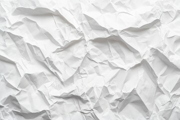 Fototapeta premium crumpled white paper sheet with deep wrinkles, creases and shadowed folds conveying a rough, frustrated, imperfect texture
