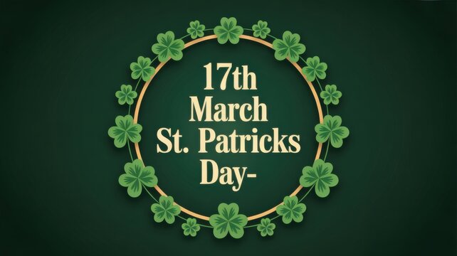 St. Patrick's Day celebration with shamrocks and date 17th March