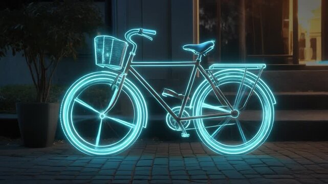 Vintage Bicycle Lit with Neon Outlines