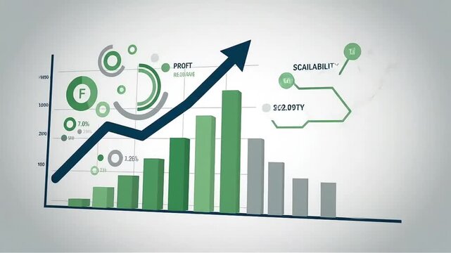 Business growth graph showing profit increase and scalability