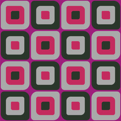 Vibrant Retro Concentric Squares Grid Seamless Vector Pattern