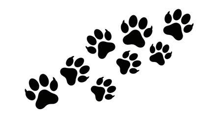 Fototapeta premium Black Paw Prints Trail on White Background Vector Graphic