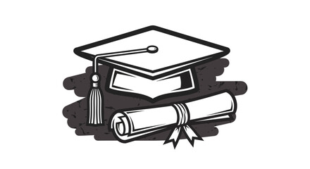 Graduation Cap and Diploma Scroll Illustration - Symbol of Academic Achievement and Success