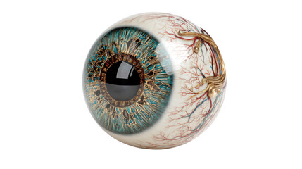 Detailed human eye anatomy model realistic iris retina veins medical science concept high resolution