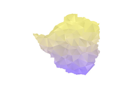 Zimbabwe Map - Polygon Style Vector Illustration in Yellow and Lavender Gradient, Low Poly Geometric Design, Isolated on White Background for Infographics and Projects