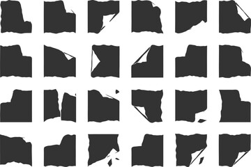 Set of 20 torn paper edge fragments vector
