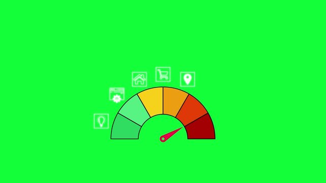 Infographic Performance Gauge Animation on Green Screen Background