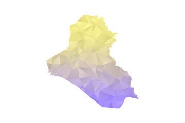 Iraq Map - Polygon Style Vector Illustration in Yellow and Lavender Gradient, Low Poly Geometric Design, Isolated on White Background for Infographics and Projects