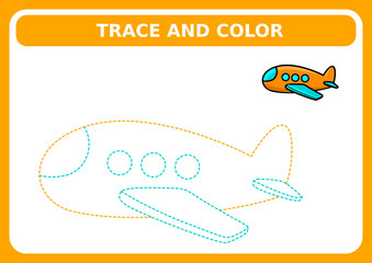 worksheet of trace and color of airplane