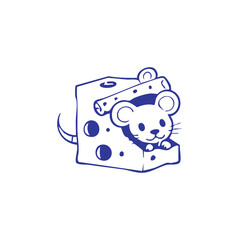 Mouse in a piece of cheese