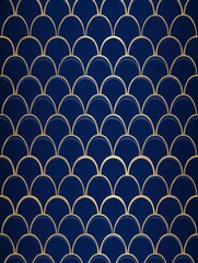 Obraz premium A stylish pattern featuring a navy blue background adorned with gold scalloped designs, perfect for use in textiles, wallpapers, website backgrounds, or elegant invitations,