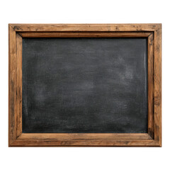 Empty vintage wooden chalkboard frame isolated on transparent background
