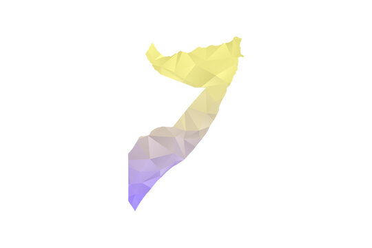 Somalia Map - Polygon Style Vector Illustration in Yellow and Lavender Gradient, Low Poly Geometric Design, Isolated on White Background for Infographics and Projects