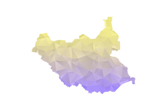 South Sudan Map - Polygon Style Vector Illustration in Yellow and Lavender Gradient, Low Poly Geometric Design, Isolated on White Background for Infographics and Projects
