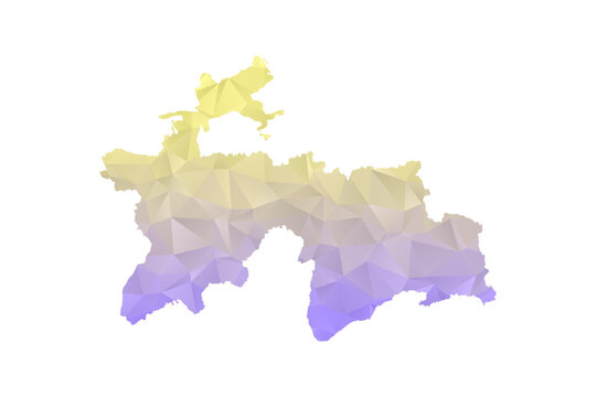 Tajikistan Map - Polygon Style Vector Illustration in Yellow and Lavender Gradient, Low Poly Geometric Design, Isolated on White Background for Infographics and Projects
