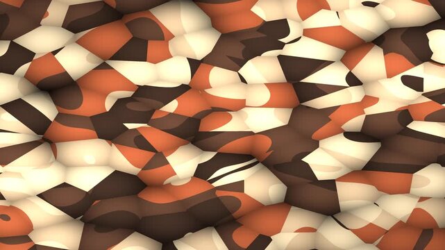 Abstract Camouflage Pattern Animation with Dynamic Geometric Shapes.