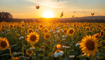 sunflower field at sunset © Salman