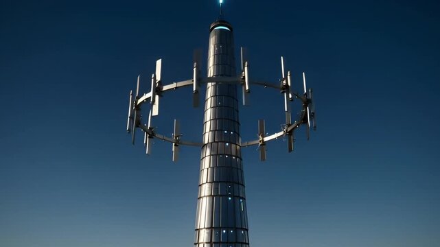 Abstract futuristic building exterior with metal framework and structural details