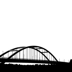 Fototapeta premium Silhouette of a large arch bridge.