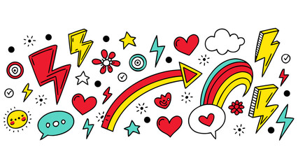 Obraz premium A colorful collection of cartoon symbols and icons Vector