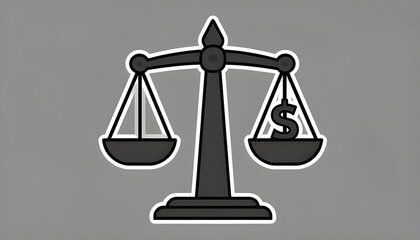 Scales of Finance and Justice Concept Icon Showing Money Versus Balance for Law and Business