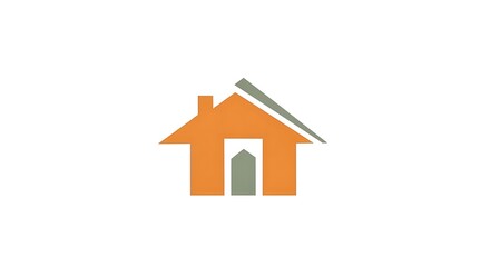 Fototapeta premium Simple orange house icon graphic design.