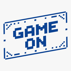 Design Retro pixel art Game On text with decorative elements.