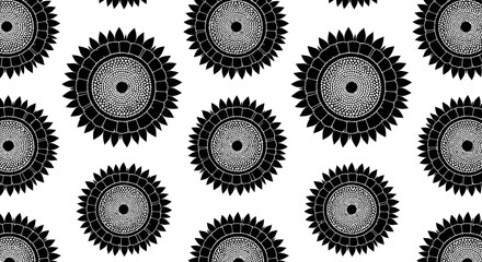 Black and white gear wheels pattern.