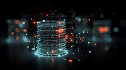 Obraz premium A visionary database manages information pipelines into resilient storage, balancing security architecture, coherent structure, contextual classification, and dependable record trails