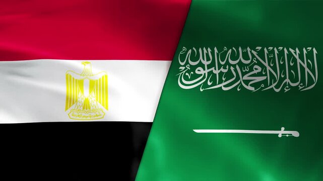 Egypt vs Saudi Arabia flag waving cloth motion graphics
