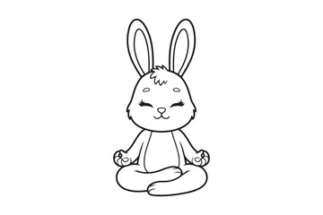 Fototapeta premium Rabbit Coloring Page Vector Illustration, Easy Bunny Line Art Design, Rabbit outline line art vector