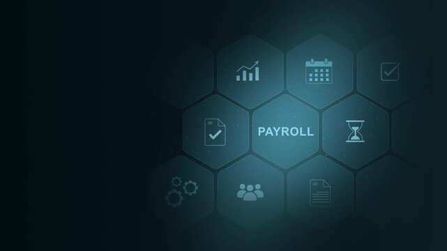 Payroll Management and Financial Processing System. Businessman works on payroll management, efficient payroll operations and employee salaries, digital interface on cyan color background