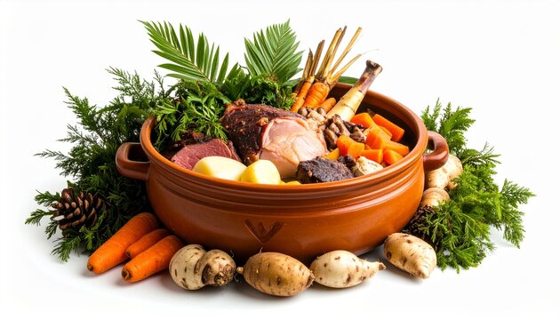 traditional maori hangi feast with roasted meat and vegetables