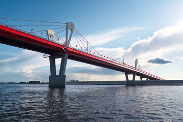 Fototapeta premium International bridge trough Amur river between Russia and China. Blagoveshchensk