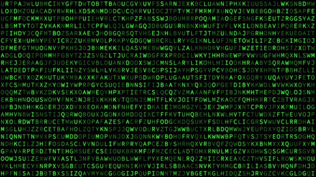 Green alphabet background animation in retro terminal style with A&ndash;Z letters flowing in a digital data stream. Ideal for education, cybersecurity, coding, encryption and advanced technology themes