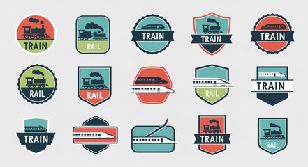 Collection of train emblems and logos in various shapes and colors. © Dolar