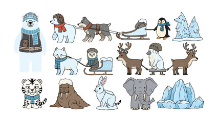 Arctic Animals Collection: An enchanting assortment of arctic animals, each meticulously illustrated with whimsical detail, ready to inspire and captivate.  © Ajhar234