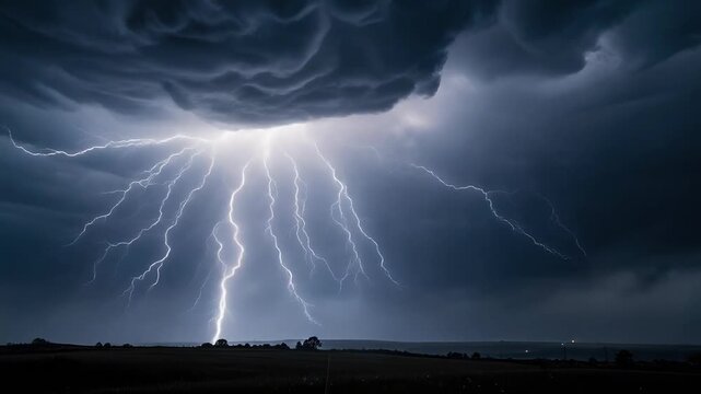  the raw power of nature as lightning flashes across a stormy sky