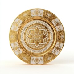 Naklejka premium Ornate gold and white decorative plate