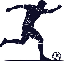 Naklejka premium Sports illustration of male soccer player kicking ball in motion on white background