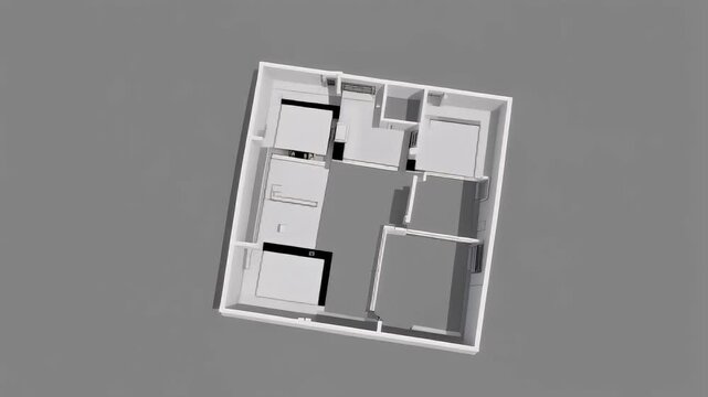 Abstract architectural visualization of an interior floor plan with modern design elements and distinct rooms