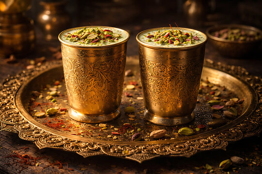 Traditional bhang thandai lassi for Holi Rangpanchami celebration /Dhulivandan/holi Purnima 