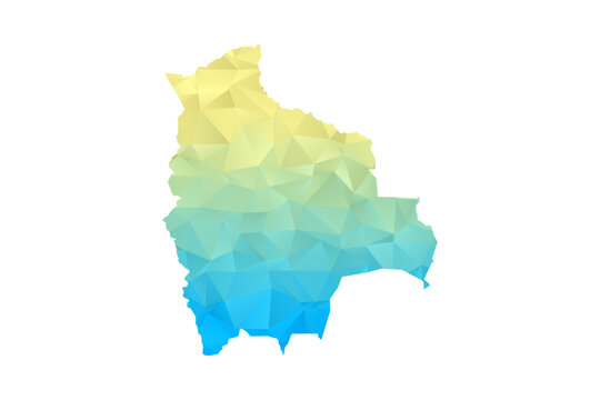 Bolivia Map - Polygon Style Vector Illustration in Blue and Yellow Gradient, Low Poly Geometric Design, Isolated on White Background for Infographics and Projects.