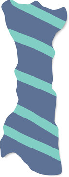 Guam island map drawing with blue stripes graphic