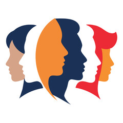 Diverse group of people silhouettes in modern graphic design