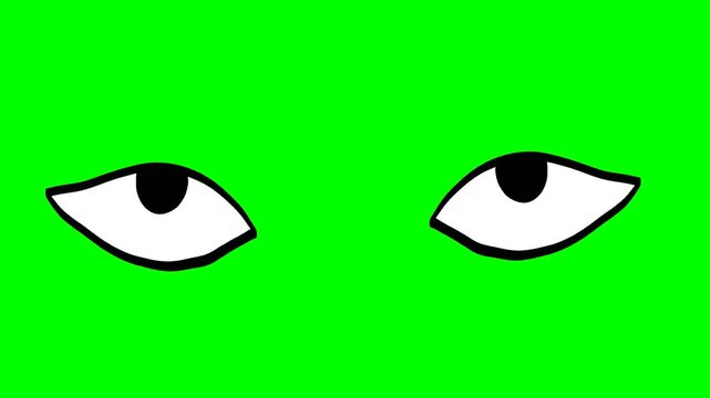 Hand-Drawn Animated Eyes Blinking - Sketchy Cartoon Eye Animation Green Screen Motion Graphic Overlay