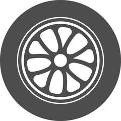Car wheel and tire illustrating automotive transport