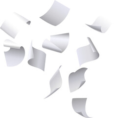 White papers flying and falling across white background © Tartila