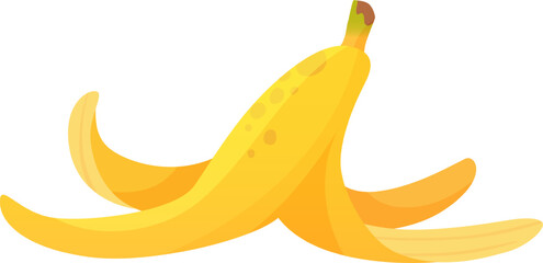 Banana peel lying on white background illustration